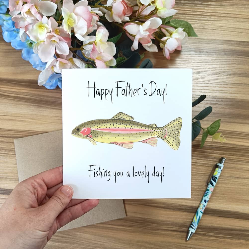 Rainbow Trout Father's Day Card | Fishing Greetings Card