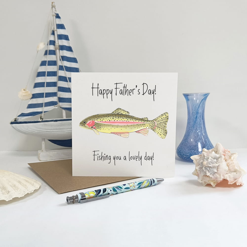 Rainbow Trout Father's Day Card | Fishing Greetings Card