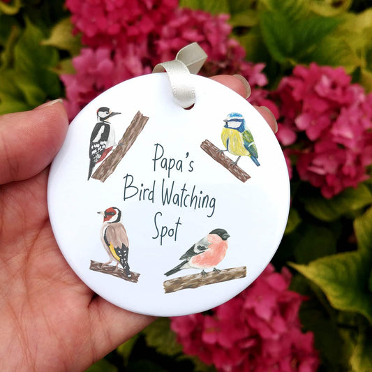 Personalised Garden Birds Hanging Ornament. Bird Watching Keepsake