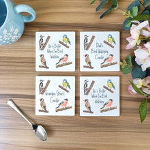 Load image into Gallery viewer, Personalised Garden Birds Ceramic Coaster. Bird Watching Coaster
