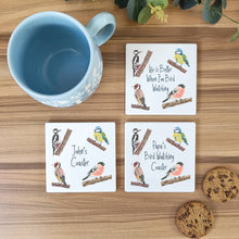 Load image into Gallery viewer, Personalised Garden Birds Ceramic Coaster. Bird Watching Coaster
