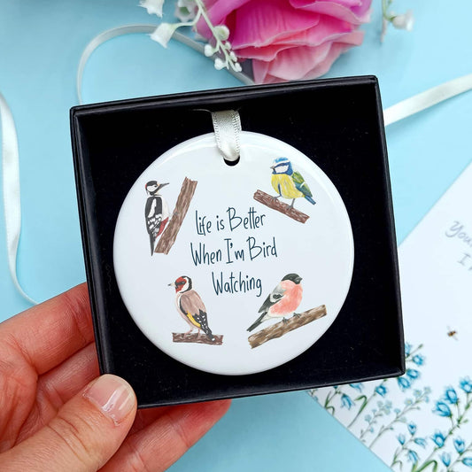 Personalised Garden Birds Hanging Ornament. Bird Watching Keepsake