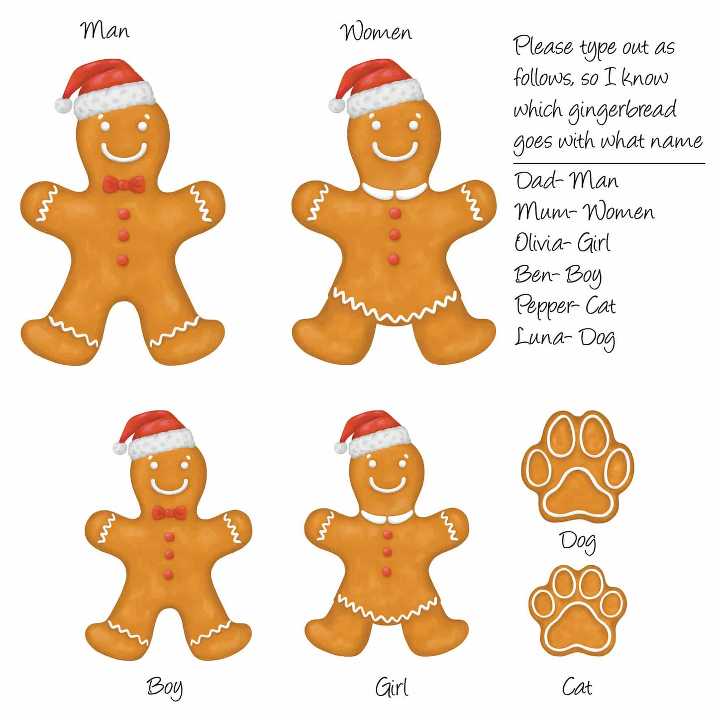 Personalised Gingerbread Family Christmas Tree Decoration