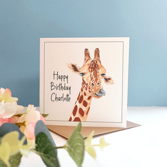 Illustrated Giraffe Birthday Card