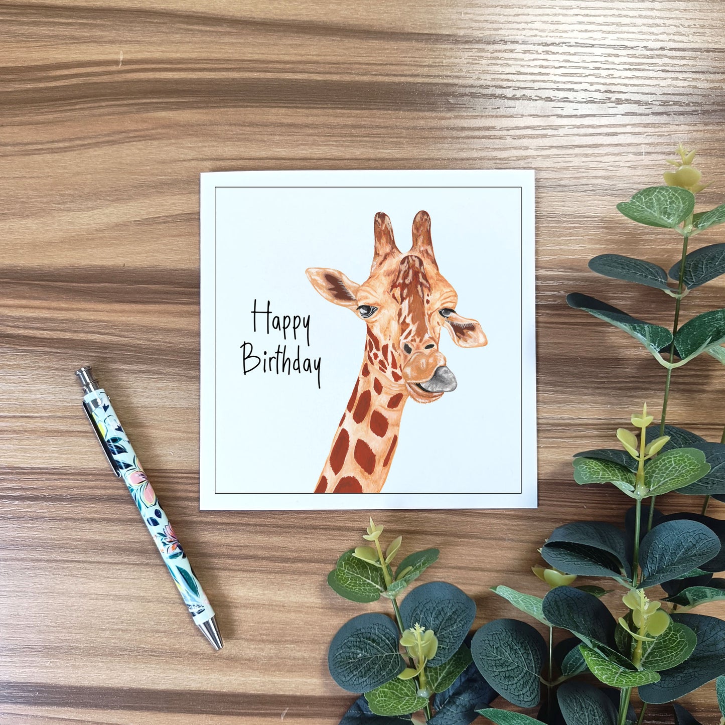 Illustrated Giraffe Birthday Card