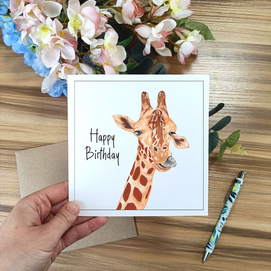 Illustrated Giraffe Birthday Card