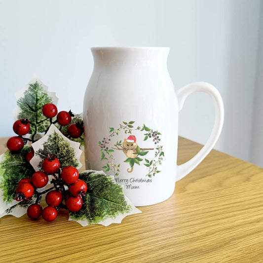 Christmas Hazel Dormouse Flower Jug
