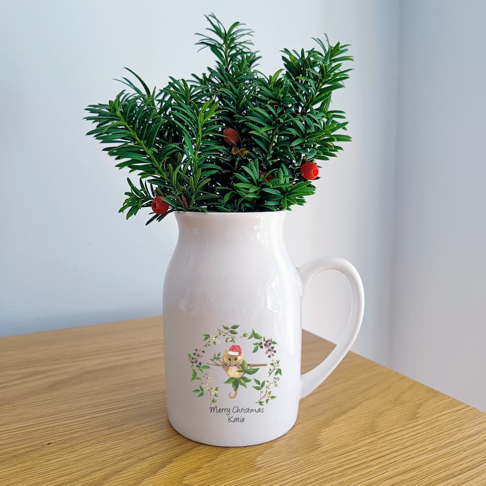 Christmas Hazel Dormouse Flower Jug