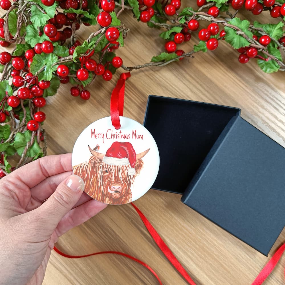 Highland Cow Christmas Tree Decoration
