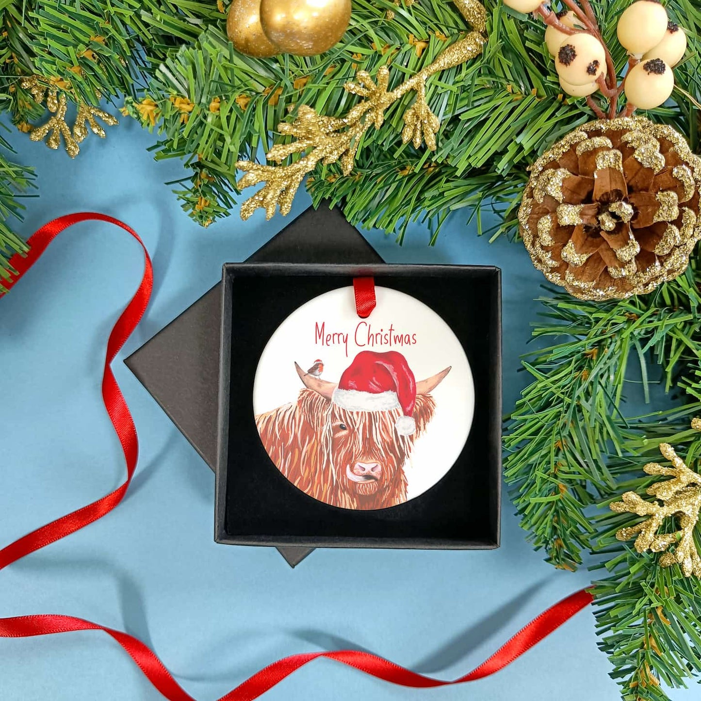 Highland Cow Christmas Tree Decoration