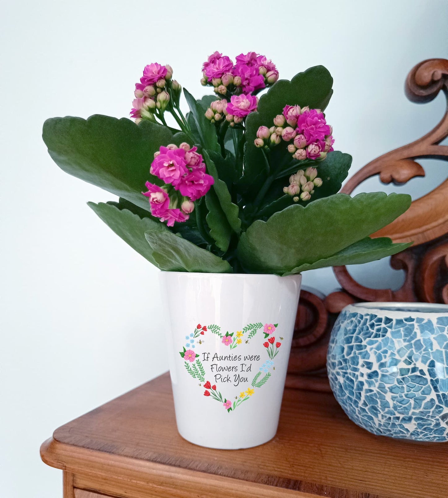Personalised Floral Heart Plant Pot | If Mums were Flowers | Indoor Planter