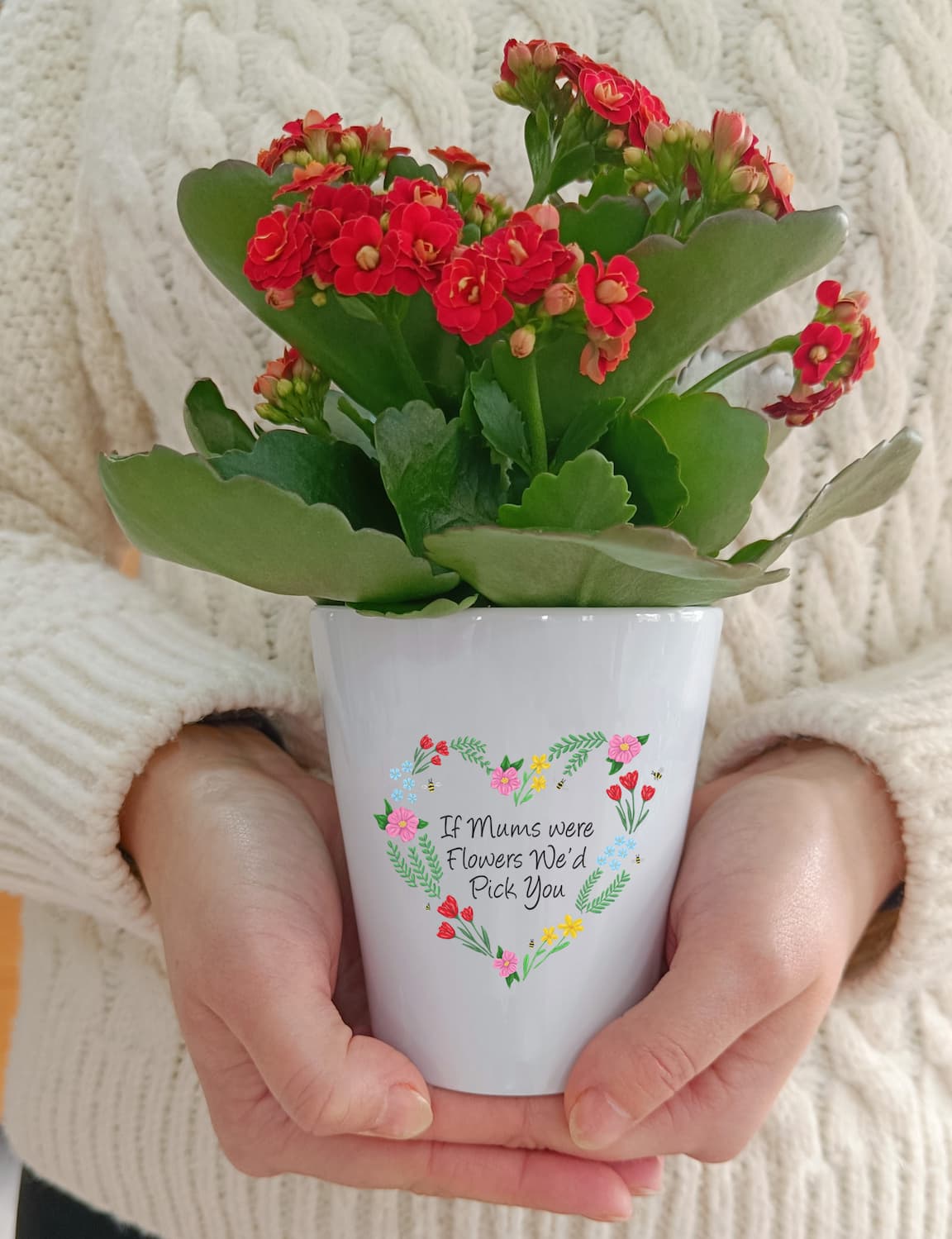 Personalised Floral Heart Plant Pot | If Mums were Flowers | Indoor Planter
