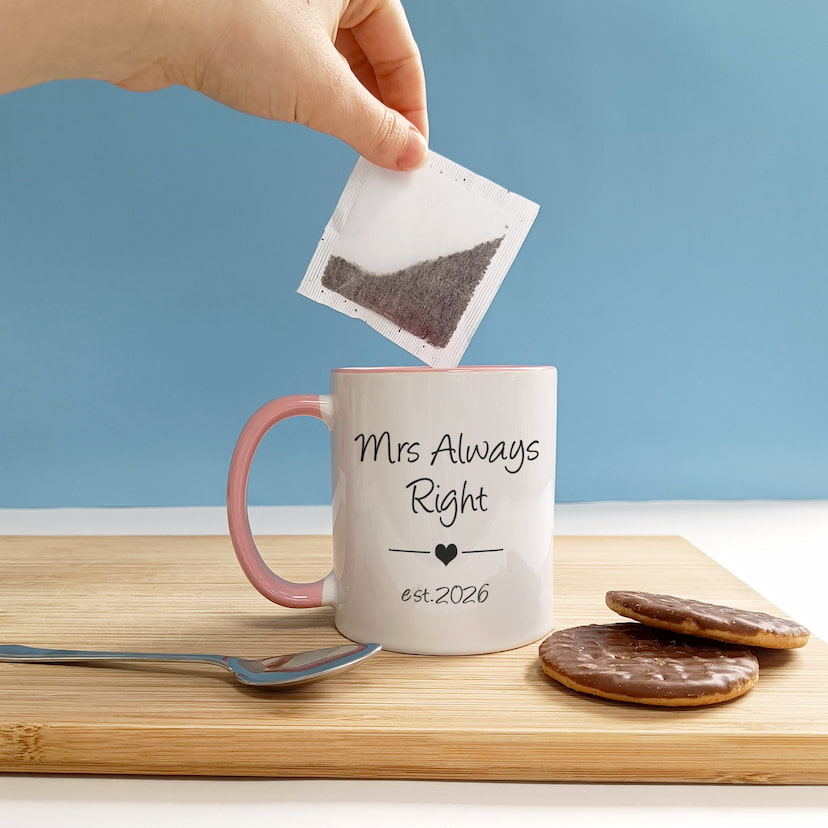 Personalised Mr Right and Mrs Always Right Mugs