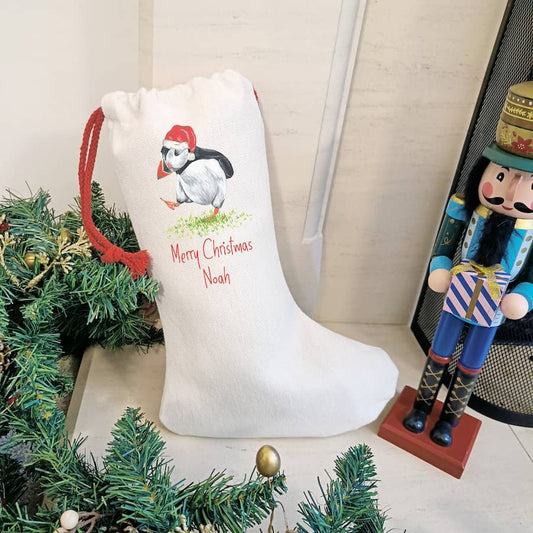 Personalised Puffin Christmas Stocking