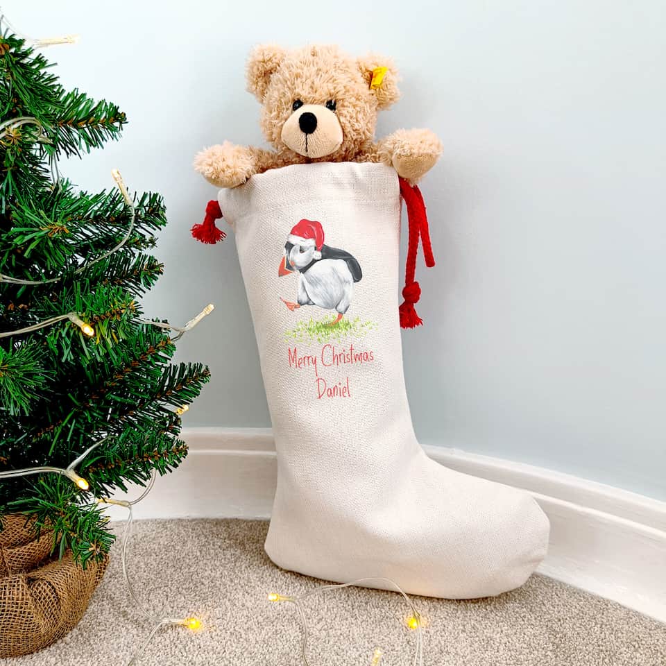 Personalised Puffin Christmas Stocking