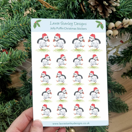 Christmas Puffin Sticker Sheet