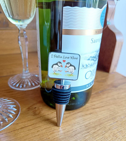 Puffin Bottle Stopper | I Puffin Love Wine Bottle Topper