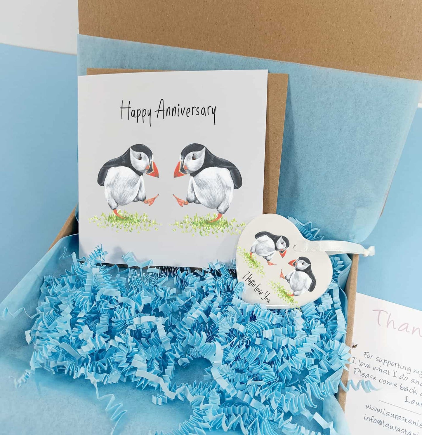Personalised Puffin Anniversary Gift Set