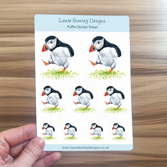 Illustrated Puffin Sticker Sheet
