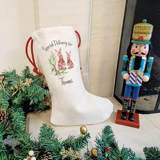 personalised rabbit Christmas Stocking