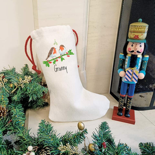 Personalised Robin Christmas Stocking