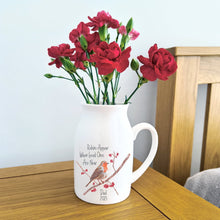 Load image into Gallery viewer, personalised memorial robin vase
