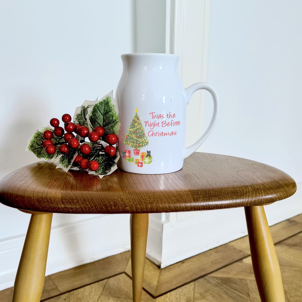 Black cats and Christmas Tree Flower Vase 