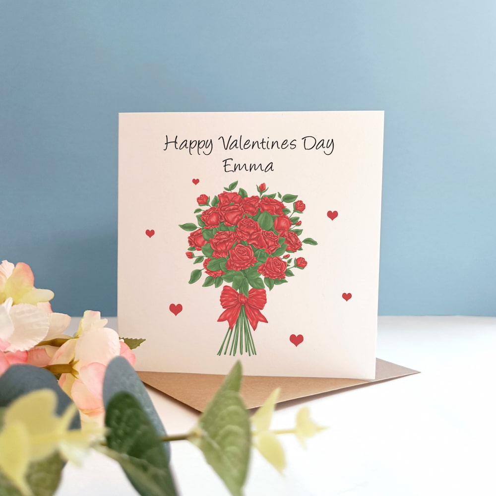 Personalised Roses Valentines Day Card
