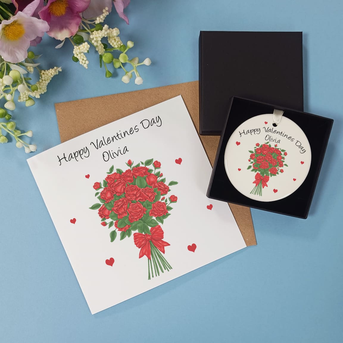 Personalised Valentines Day Roses Gift Set