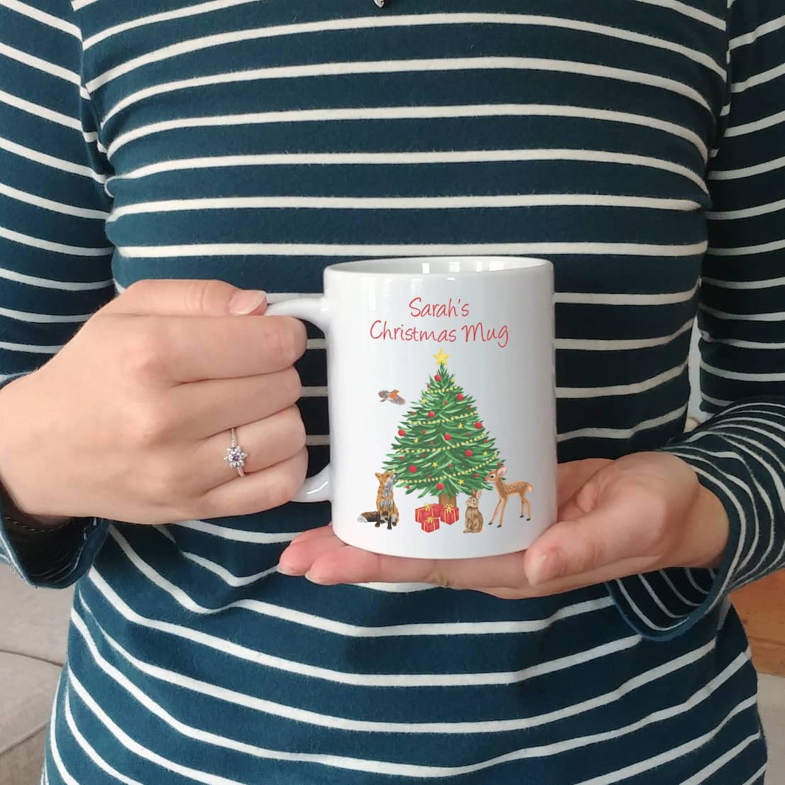 Personalised Woodland Animals Christmas Mug