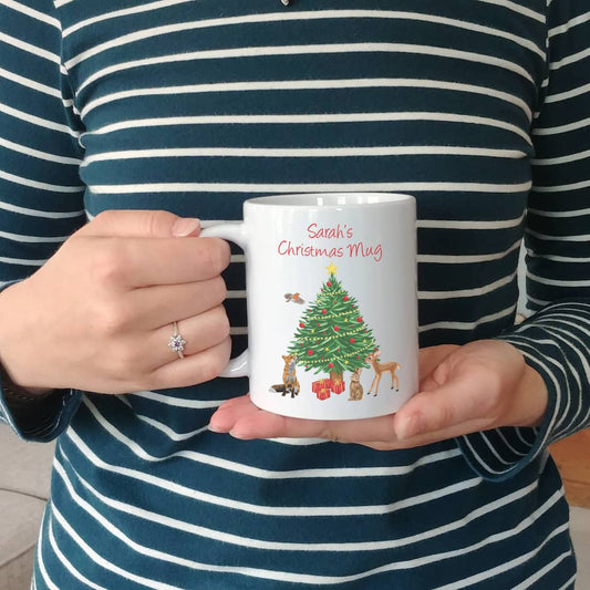 Personalised Woodland Animals Christmas Mug