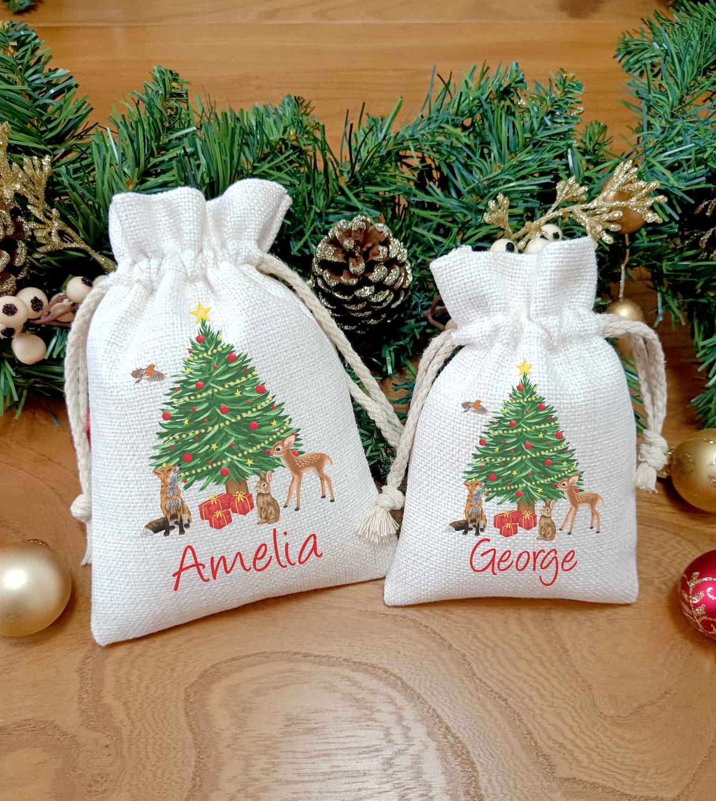 Personalised Woodland Christmas Gift Bag