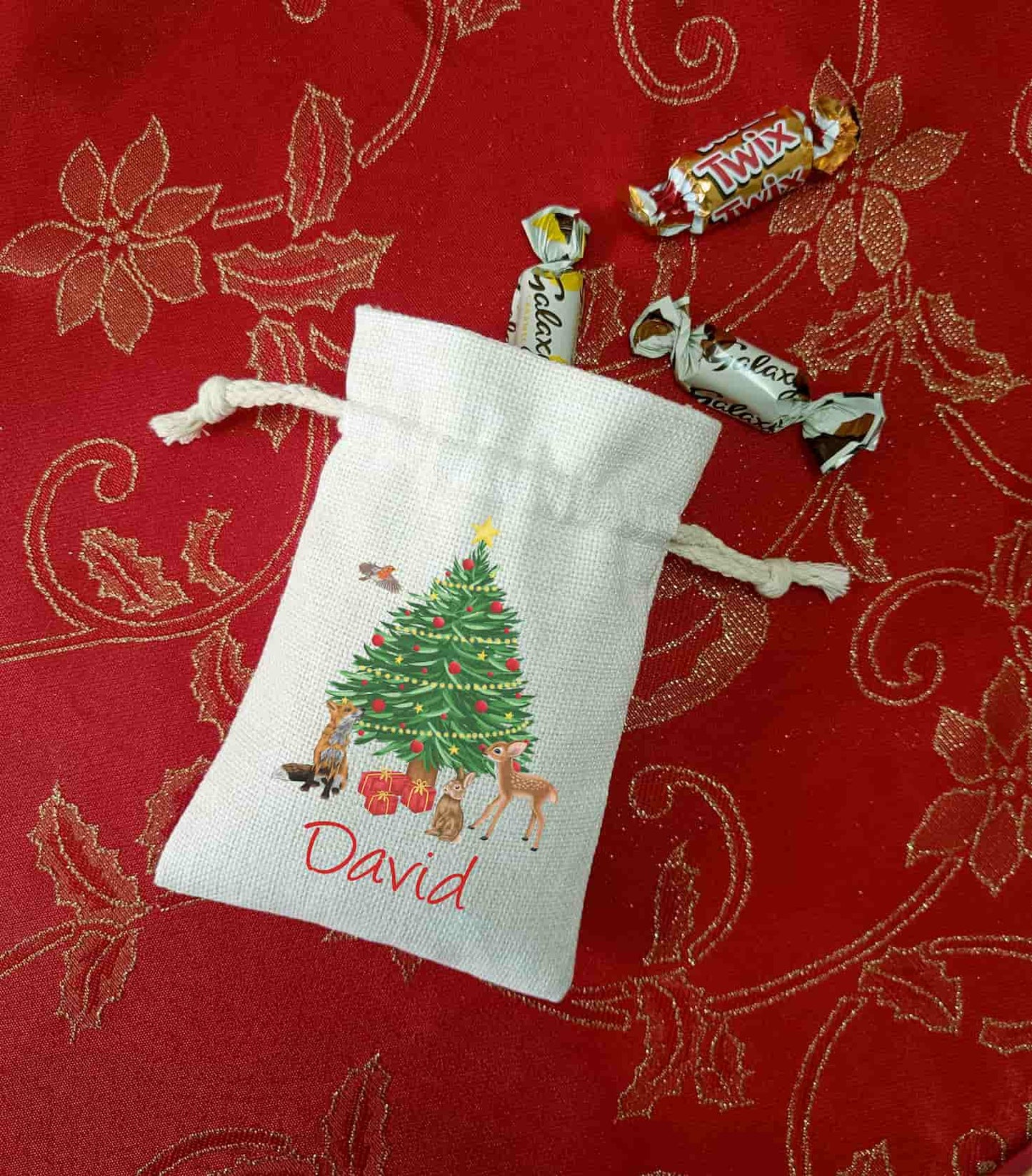 Personalised Woodland Christmas Gift Bag