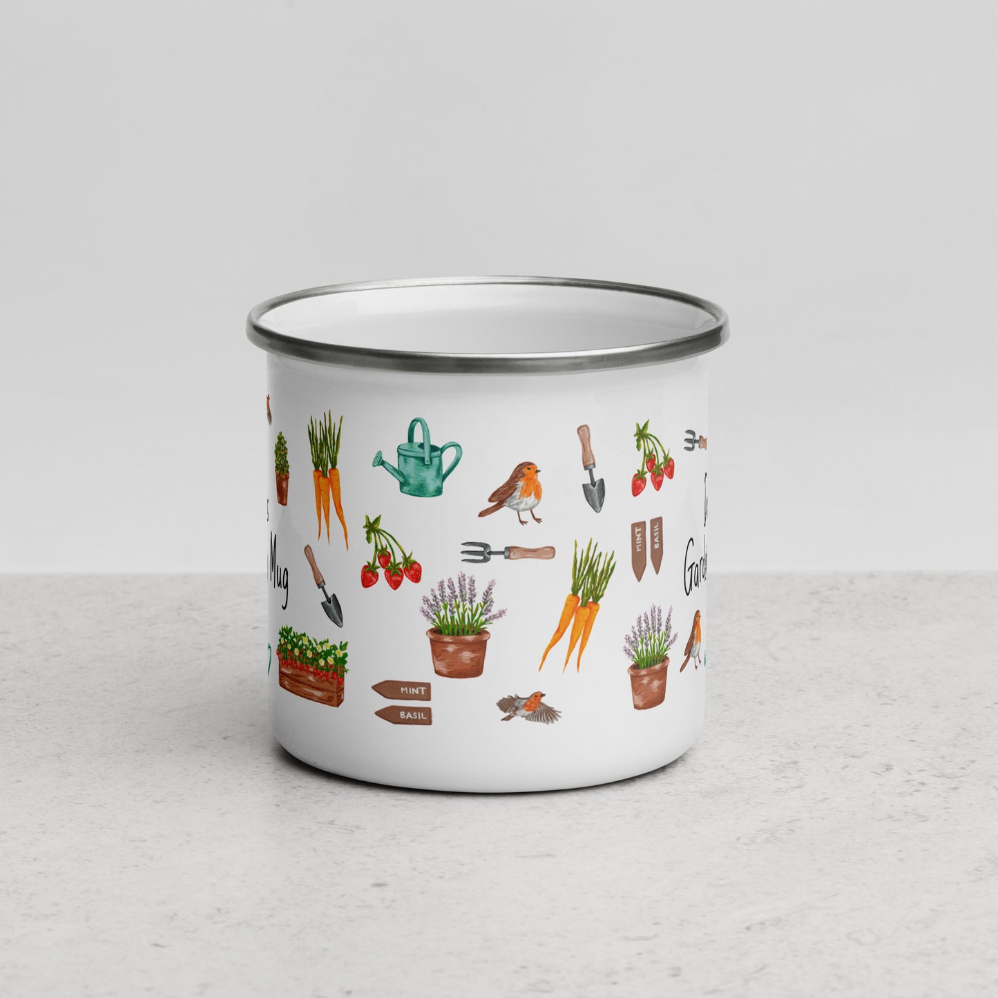 Personalised Gardening Enamel Mug