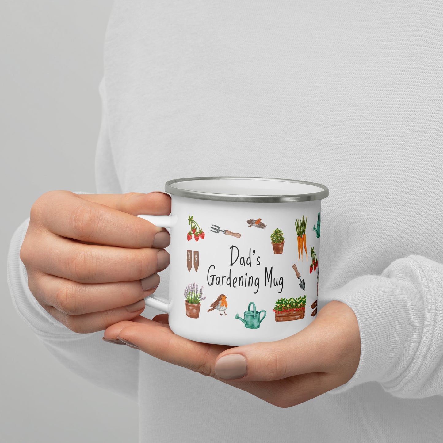 Personalised Gardening Enamel Mug