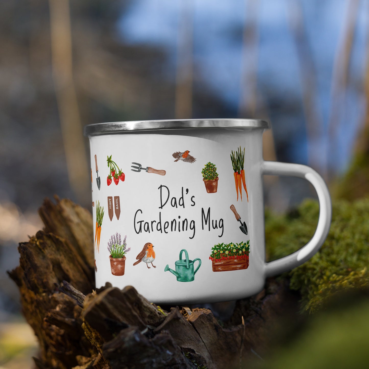 Personalised Gardening Enamel Mug