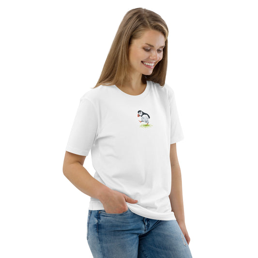 Dancing Puffin T-Shirt | Unisex Organic Cotton T-Shirt