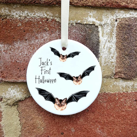 Baby's First Halloween Ceramic Ornament | Spooky Bat Design