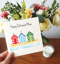 Load image into Gallery viewer, beach hut retirement card for mum
