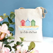 Load image into Gallery viewer, Beach Huts Tote Bag | Life is Better at the Beach

