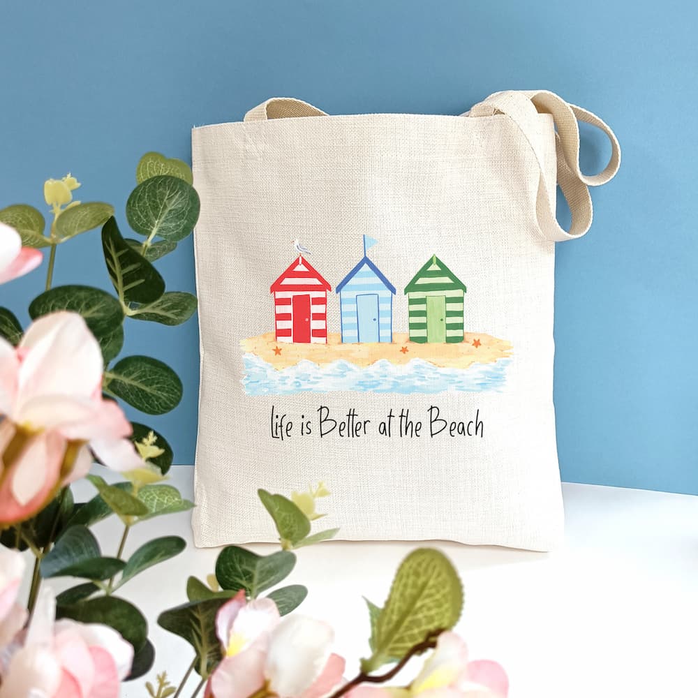 Beach Huts Tote Bag | Life is Better at the Beach