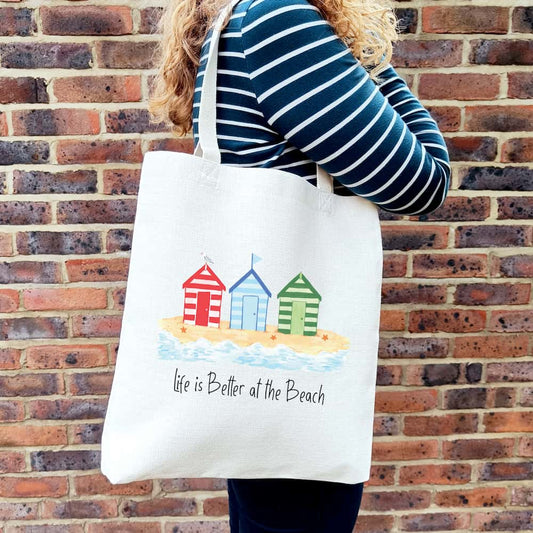 Beach Huts Tote Bag | Life is Better at the Beach