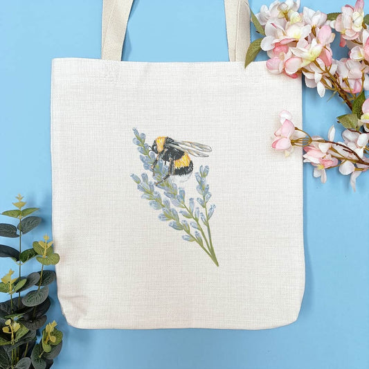 Personalised Bee Tote Bag | Bumble Bee on Lavender Design