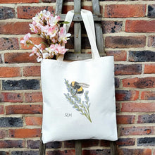 Load image into Gallery viewer, Personalised Bee Tote Bag | Bumble Bee on Lavender Design
