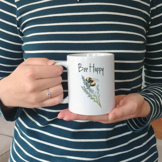 Personalised Bee Happy Mug