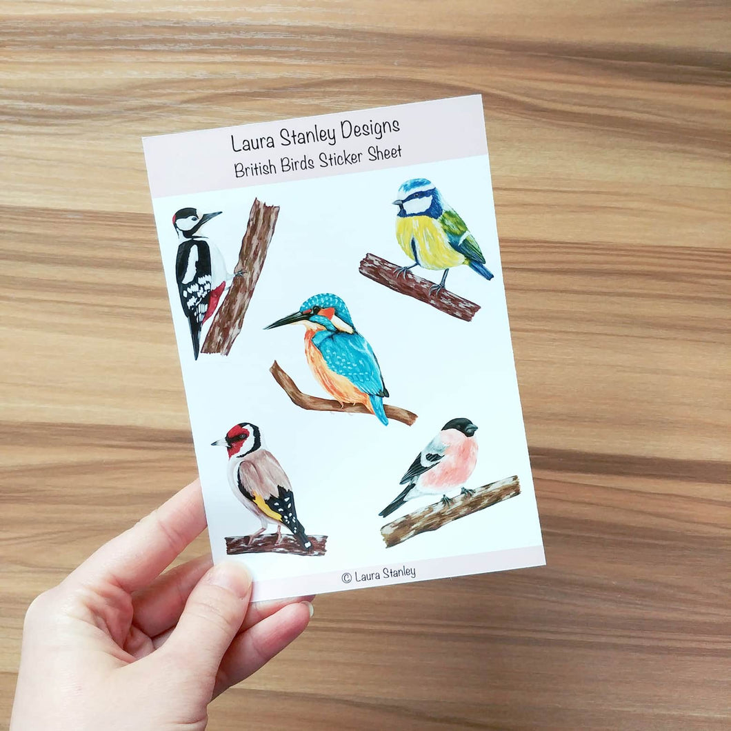 Illustrated British Birds Sticker Sheet