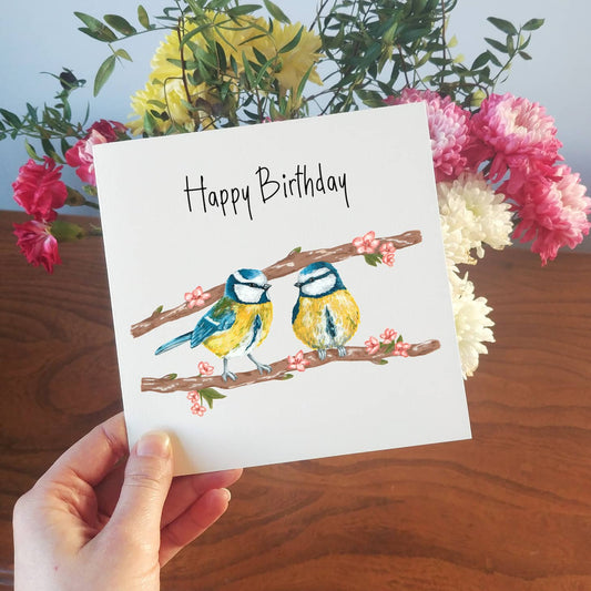 Illustrated Blue Tit Birthday Card