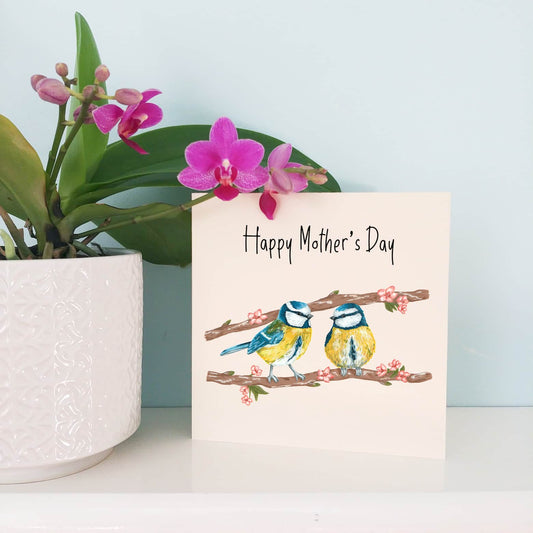 Illustrated Blue Tit Birthday Card