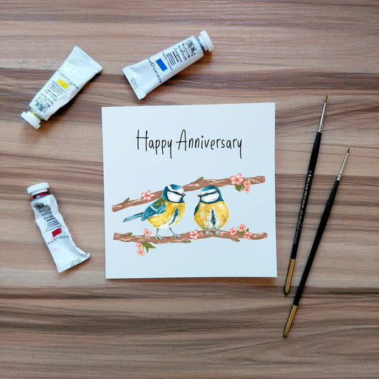 Personalised Blue Tit Anniversary Card