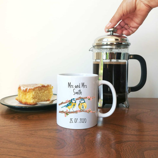 Personalised Mr and Mrs Bluetit Mug